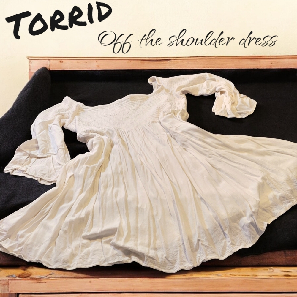 Torrid off the shoulder white dress